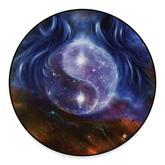 Woman Space Yin Yang Painting Print Round Floor Mat