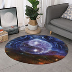 Woman Space Yin Yang Painting Print Round Rug