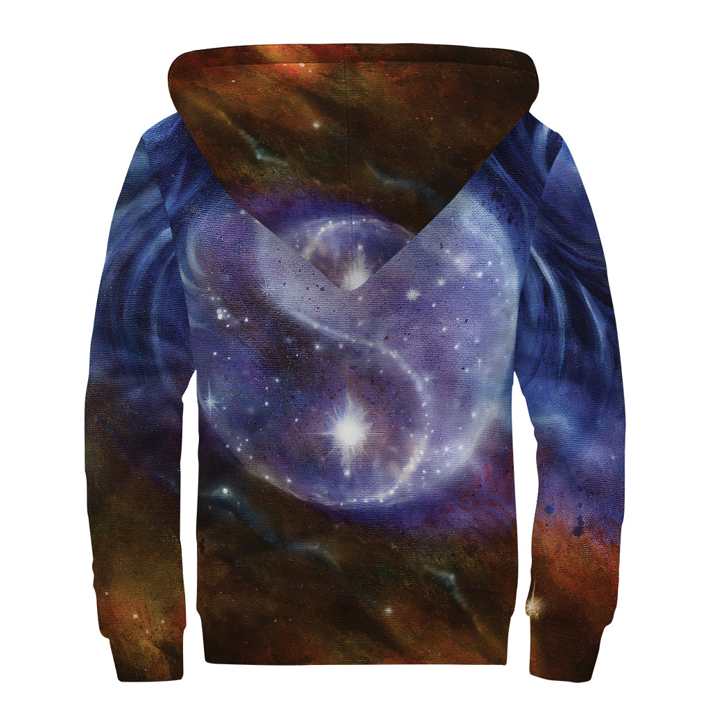Woman Space Yin Yang Painting Print Sherpa Lined Zip Up Hoodie
