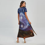Woman Space Yin Yang Painting Print Short Sleeve Maxi Dress
