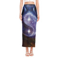 Woman Space Yin Yang Painting Print Side Slit Maxi Skirt