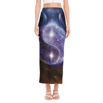 Woman Space Yin Yang Painting Print Side Slit Maxi Skirt