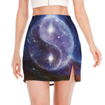 Woman Space Yin Yang Painting Print Side Slit Mini Skirt