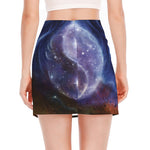 Woman Space Yin Yang Painting Print Side Slit Mini Skirt