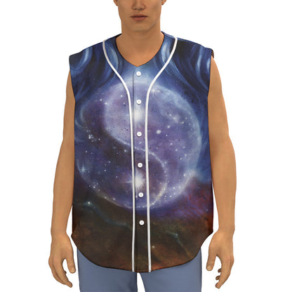Woman Space Yin Yang Painting Print Sleeveless Baseball Jersey