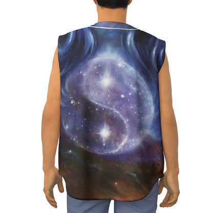 Woman Space Yin Yang Painting Print Sleeveless Baseball Jersey