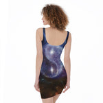 Woman Space Yin Yang Painting Print Sleeveless Bodycon Dress