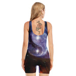 Woman Space Yin Yang Painting Print Sleeveless One Piece Swimsuit