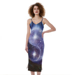 Woman Space Yin Yang Painting Print Slim Fit Midi Cami Dress