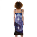 Woman Space Yin Yang Painting Print Slim Fit Midi Cami Dress