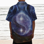 Woman Space Yin Yang Painting Print Textured Short Sleeve Shirt