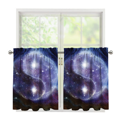 Woman Space Yin Yang Painting Print Tier Curtains