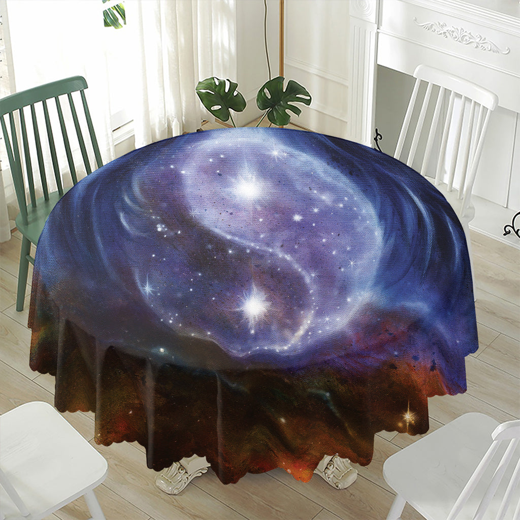 Woman Space Yin Yang Painting Print Waterproof Round Tablecloth