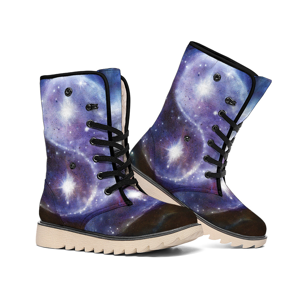 Woman Space Yin Yang Painting Print Winter Boots