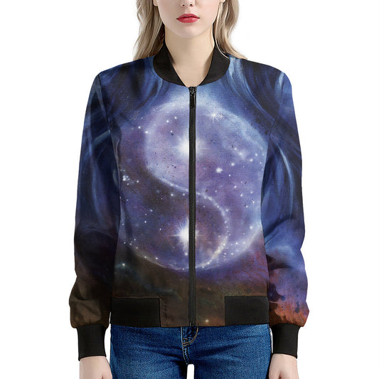 Woman Space Yin Yang Painting Print Women's Bomber Jacket