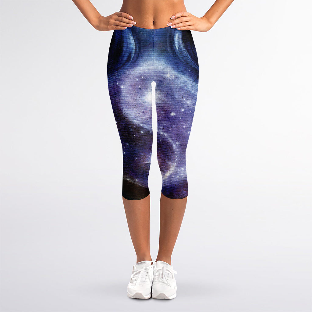 Woman Space Yin Yang Painting Print Women's Capri Leggings