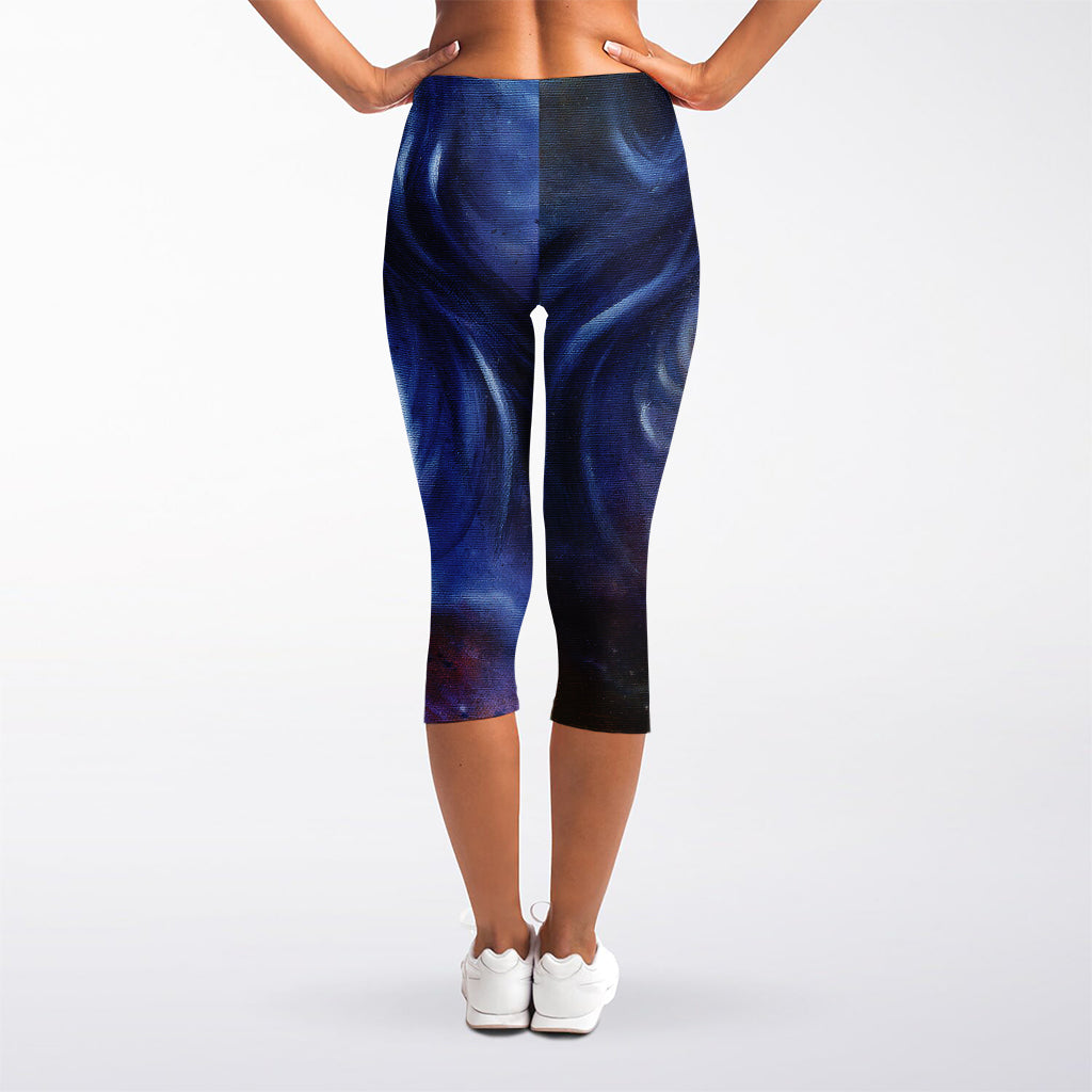 Woman Space Yin Yang Painting Print Women's Capri Leggings