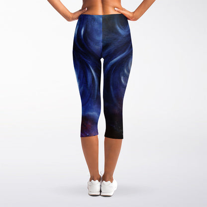Woman Space Yin Yang Painting Print Women's Capri Leggings