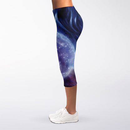 Woman Space Yin Yang Painting Print Women's Capri Leggings
