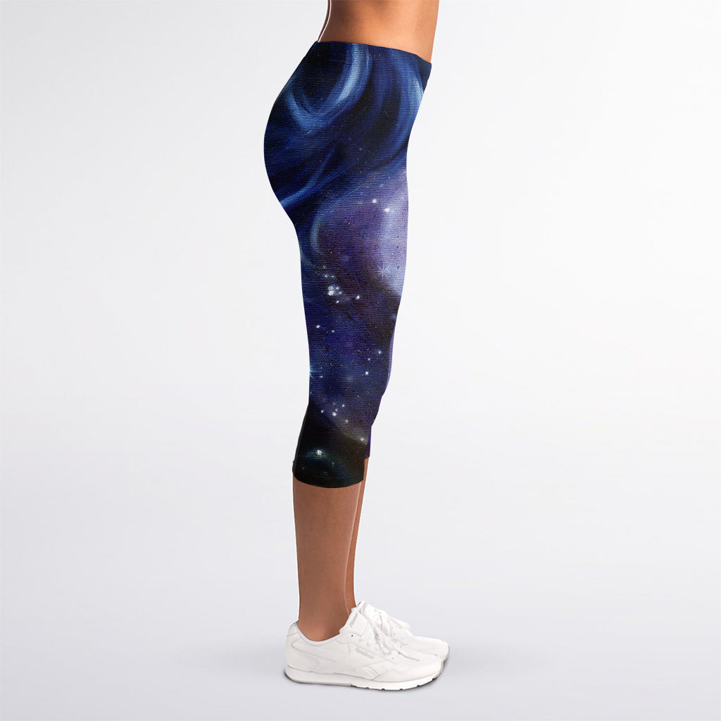Woman Space Yin Yang Painting Print Women's Capri Leggings