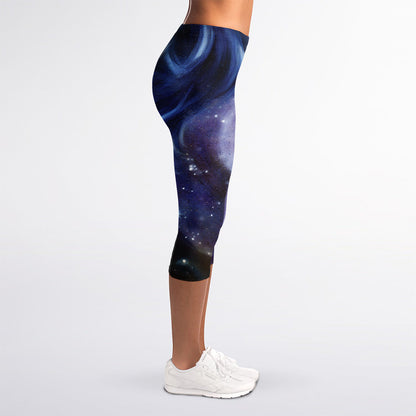 Woman Space Yin Yang Painting Print Women's Capri Leggings