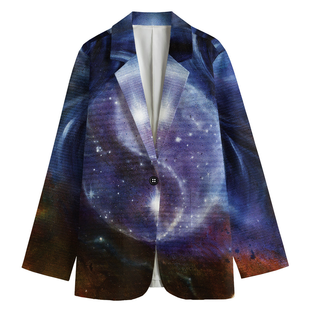 Woman Space Yin Yang Painting Print Women's Cotton Blazer