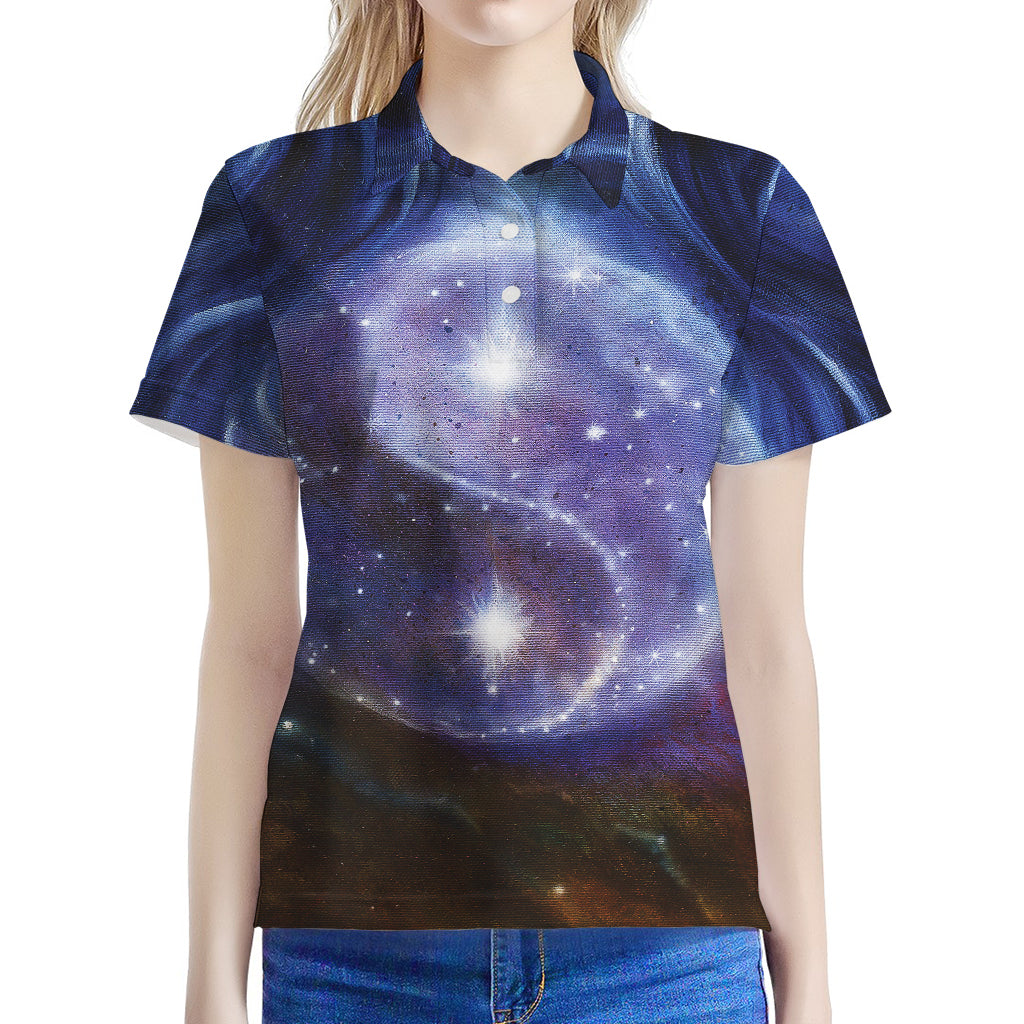 Woman Space Yin Yang Painting Print Women's Polo Shirt