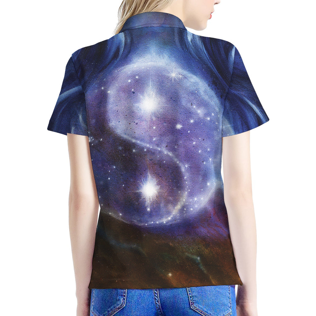 Woman Space Yin Yang Painting Print Women's Polo Shirt