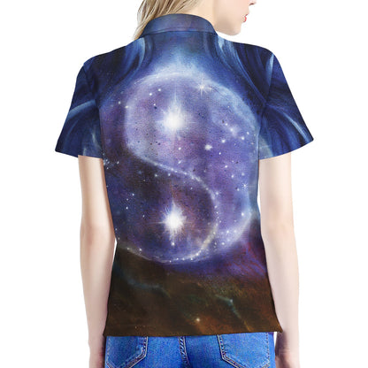 Woman Space Yin Yang Painting Print Women's Polo Shirt
