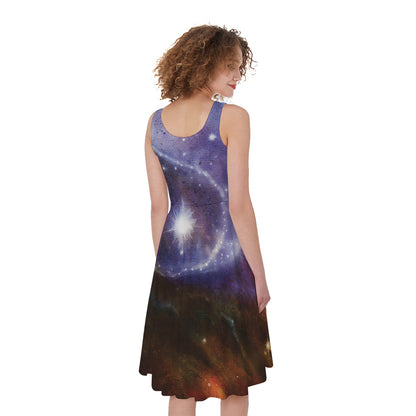 Woman Space Yin Yang Painting Print Women's Sleeveless Dress