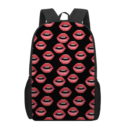 Women's Lips Pattern Print 17 Inch Backpack