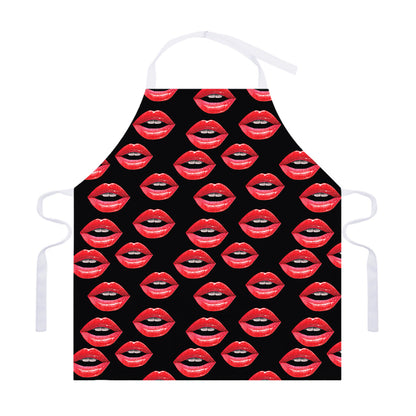 Women's Lips Pattern Print Adjustable Apron