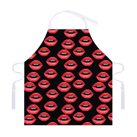 Women's Lips Pattern Print Adjustable Apron