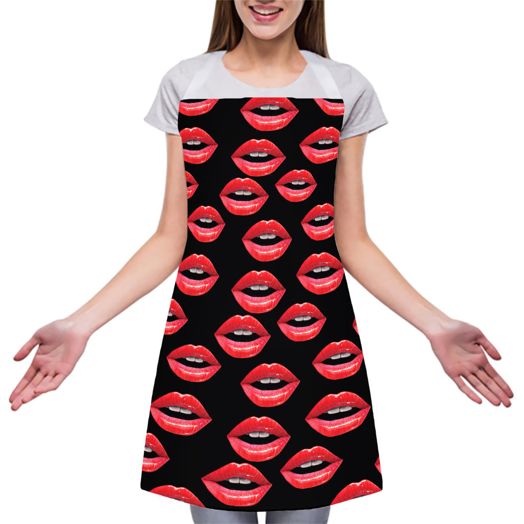 Women's Lips Pattern Print Adjustable Apron