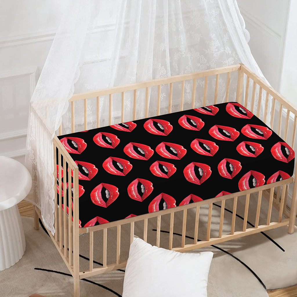 Women's Lips Pattern Print Baby Crib Sheet