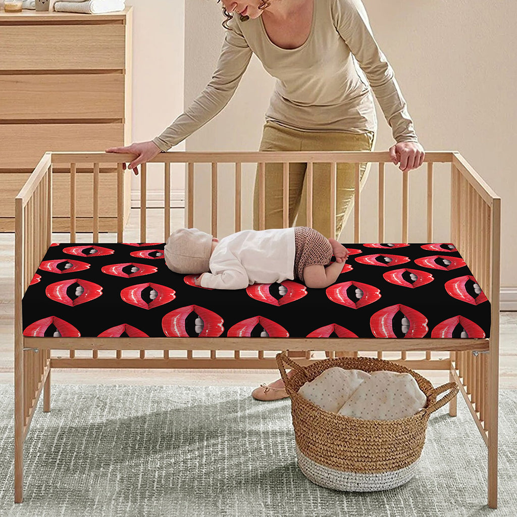 Women's Lips Pattern Print Baby Crib Sheet
