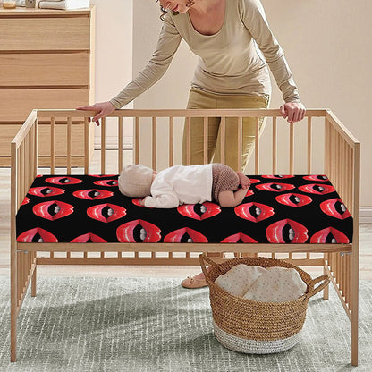 Women's Lips Pattern Print Baby Crib Sheet