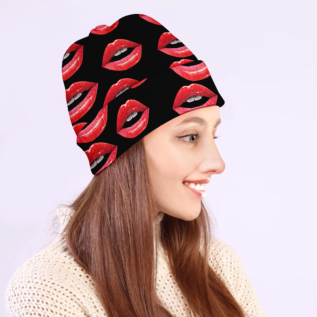 Women's Lips Pattern Print Beanie