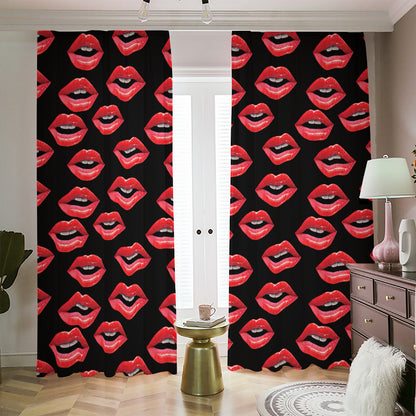 Women's Lips Pattern Print Blackout Pencil Pleat Curtains