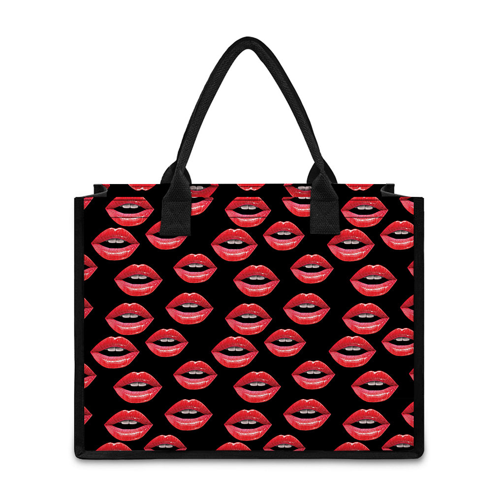 Women's Lips Pattern Print Canvas Tote Bag