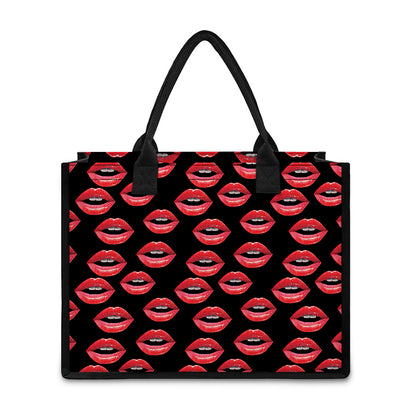 Women's Lips Pattern Print Canvas Tote Bag