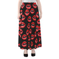 Women's Lips Pattern Print Chiffon Maxi Skirt