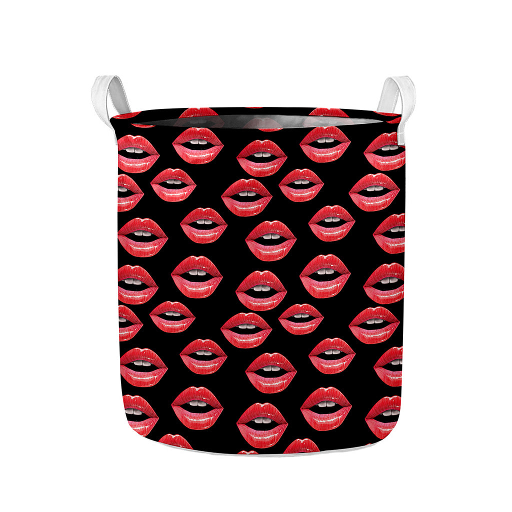 Women's Lips Pattern Print Collapsible Laundry Basket