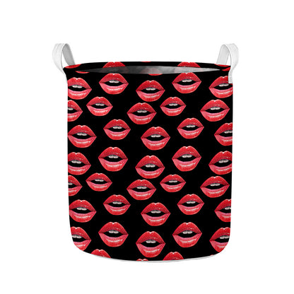 Women's Lips Pattern Print Collapsible Laundry Basket