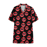 Women's Lips Pattern Print Cotton Hawaiian Shirt