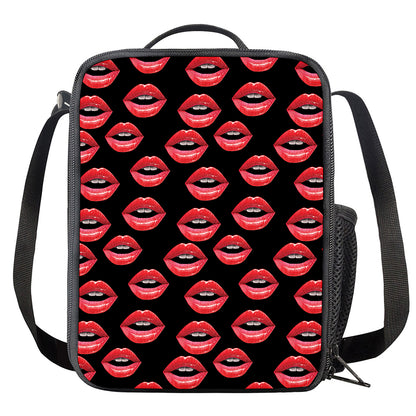 Women's Lips Pattern Print Crossbody Lunch Bag