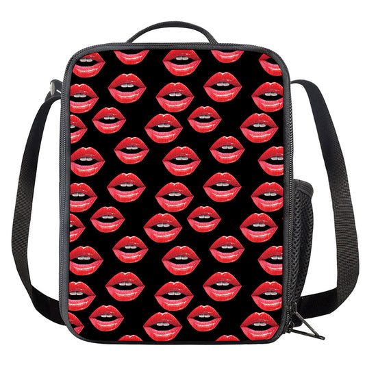 Women's Lips Pattern Print Crossbody Lunch Bag