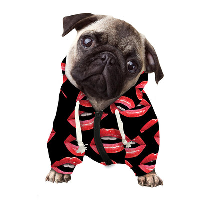 Women's Lips Pattern Print Dog Zip Up Hoodie