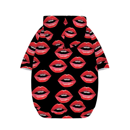 Women's Lips Pattern Print Dog Zip Up Hoodie
