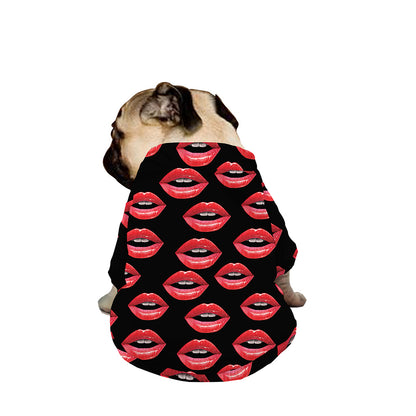 Women's Lips Pattern Print Dog Zip Up Jacket